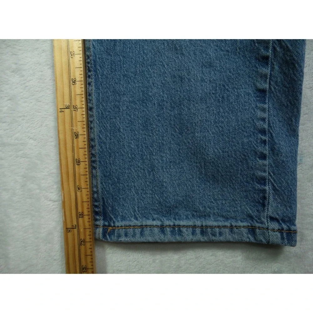 Levis 505 Mens Jeans 34 x 32 Blue Denim Straight Leg Regular Fit Stretch